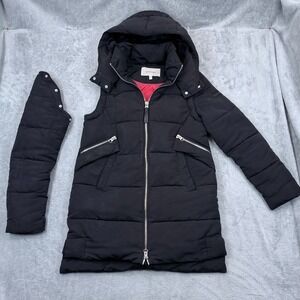 Derek Lam 10 Crosby Convertible Parka Coat Vest Womens Small Black Puffer Hooded